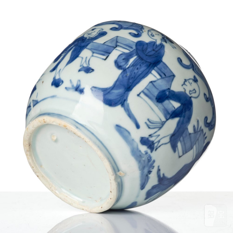 A blue and white 'boys at play' jar, - 图7